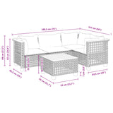 5 Piece Garden Sofa Set with Cushions Black Poly Rattan - Low Angle