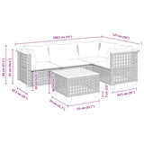 5 Piece Garden Sofa Set with Cushions Beige Poly Rattan