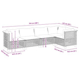 5 Piece Garden Sofa Set with Cushions Beige Poly Rattan