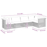 5 Piece Garden Sofa Set with Cushions Beige Poly Rattan - Rear View