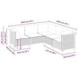 5 Piece Garden Sofa Set with Cushions Grey Poly Rattan