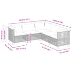 5 Piece Garden Sofa Set with Cushions Grey Poly Rattan