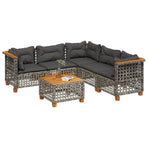 6 Piece Garden Sofa Set with Cushions Grey Poly Rattan