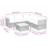 6 Piece Garden Sofa Set with Cushions Grey Poly Rattan