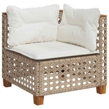 5 Piece Garden Sofa Set with Cushions Beige Poly Rattan