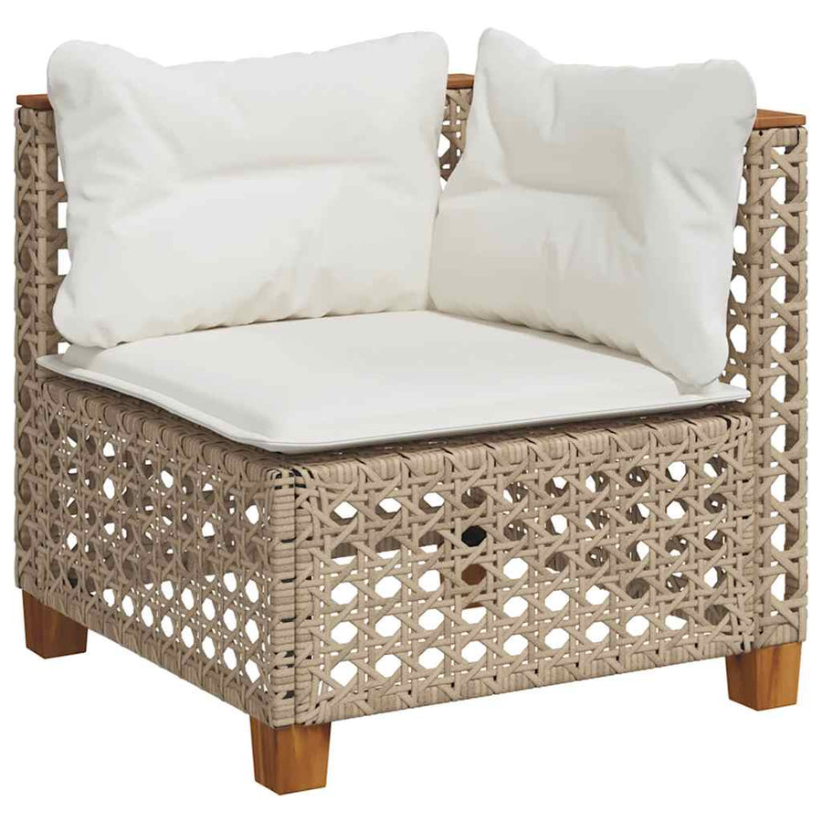 5 Piece Garden Sofa Set with Cushions Beige Poly Rattan