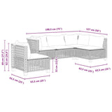 5 Piece Garden Sofa Set with Cushions Beige Poly Rattan