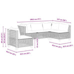 5 Piece Garden Sofa Set with Cushions Beige Poly Rattan