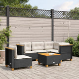 6 Piece Garden Sofa Set with Cushions Black Poly Rattan