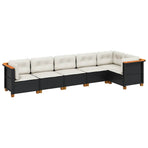 6 Piece Garden Sofa Set with Cushions Black Poly Rattan