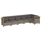 6 Piece Garden Sofa Set with Cushions Grey Poly Rattan