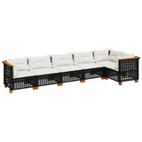 6 Piece Garden Sofa Set with Cushions Black Poly Rattan