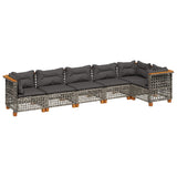 6 Piece Garden Sofa Set with Cushions Grey Poly Rattan