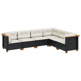6 Piece Garden Sofa Set with Cushions Black Poly Rattan - Front View