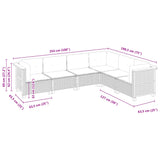 6 Piece Garden Sofa Set with Cushions Black Poly Rattan - Rear View