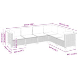 6 Piece Garden Sofa Set with Cushions Beige Poly Rattan - Rear View