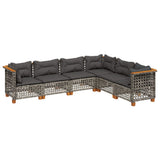 6 Piece Garden Sofa Set with Cushions Grey Poly Rattan