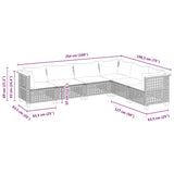 6 Piece Garden Sofa Set with Cushions Grey Poly Rattan