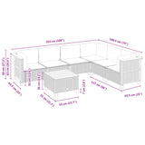 7 Piece Garden Sofa Set with Cushions Black Poly Rattan - Low Angle