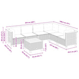 7 Piece Garden Sofa Set with Cushions Grey Poly Rattan - Low Angle