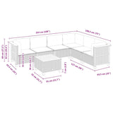 7 Piece Garden Sofa Set with Cushions Beige Poly Rattan - Low Angle
