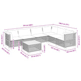 7 Piece Garden Sofa Set with Cushions Black Poly Rattan