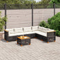 7 Piece Garden Sofa Set with Cushions Black Poly Rattan