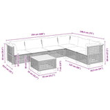 7 Piece Garden Sofa Set with Cushions Grey Poly Rattan