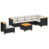 7 Piece Garden Sofa Set with Cushions Black Poly Rattan