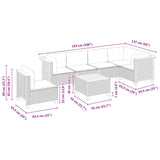 7 Piece Garden Sofa Set with Cushions Black Poly Rattan