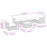 7 Piece Garden Sofa Set with Cushions Grey Poly Rattan - Low Angle