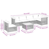 7 Piece Garden Sofa Set with Cushions Black Poly Rattan