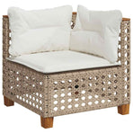 7 Piece Garden Sofa Set with Cushions Beige Poly Rattan