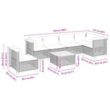 7 Piece Garden Sofa Set with Cushions Beige Poly Rattan - Low Angle