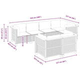 7 Piece Garden Sofa Set with Cushions Black Poly Rattan - Rear View