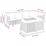 7 Piece Garden Sofa Set with Cushions Grey Poly Rattan - Rear View