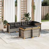7 Piece Garden Sofa Set with Cushions Grey Poly Rattan