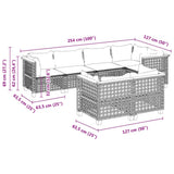 7 Piece Garden Sofa Set with Cushions Black Poly Rattan