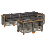 7 Piece Garden Sofa Set with Cushions Grey Poly Rattan