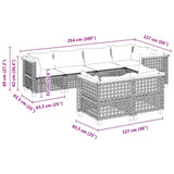 7 Piece Garden Sofa Set with Cushions Grey Poly Rattan