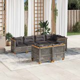 7 Piece Garden Sofa Set with Cushions Grey Poly Rattan