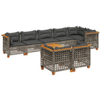 9 Piece Garden Sofa Set with Cushions Grey Poly Rattan