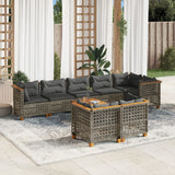 9 Piece Garden Sofa Set with Cushions Grey Poly Rattan