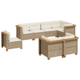 8 Piece Garden Sofa Set with Cushions Beige Poly Rattan