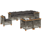 8 Piece Garden Sofa Set with Cushions Grey Poly Rattan