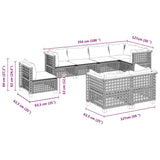 8 Piece Garden Sofa Set with Cushions Grey Poly Rattan
