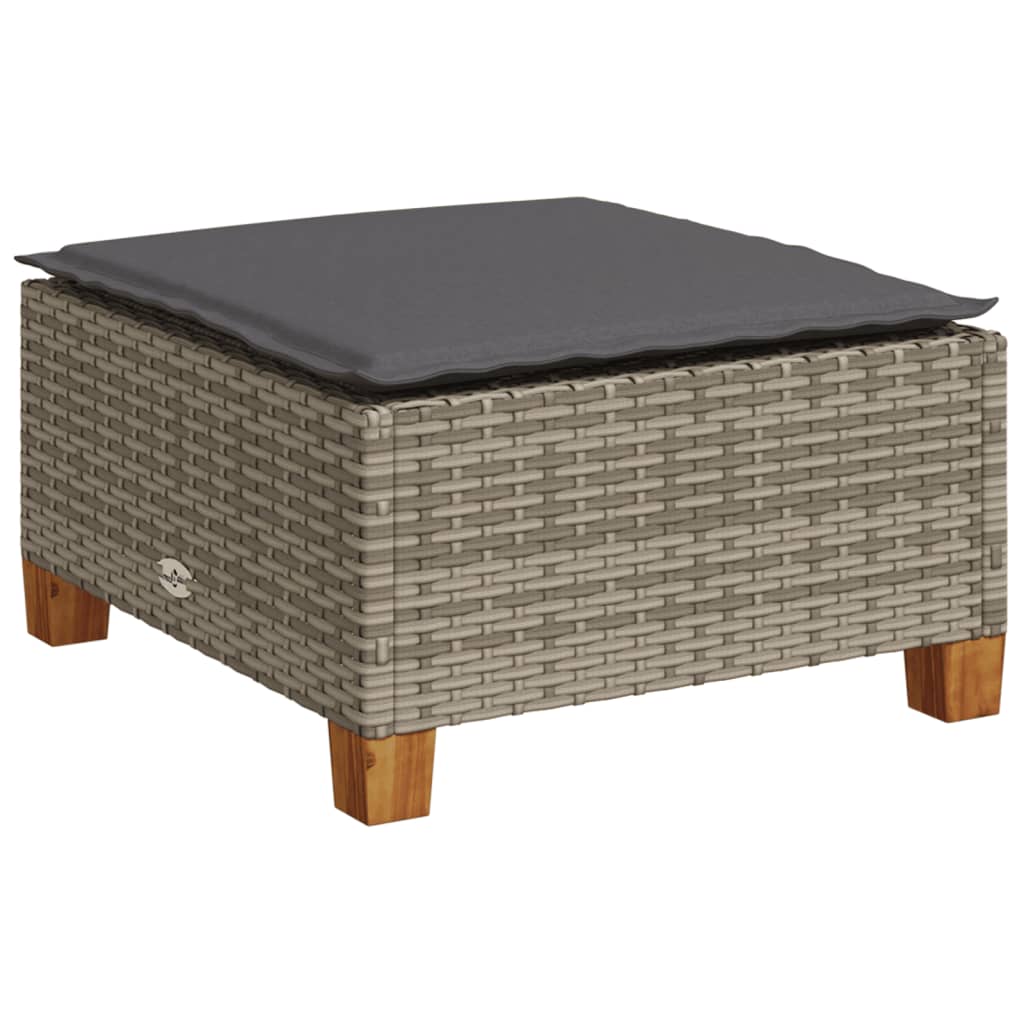 7 Piece Garden Sofa Set with Cushions Grey Poly Rattan