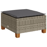 7 Piece Garden Sofa Set with Cushions Grey Poly Rattan