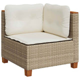 7 Piece Garden Sofa Set with Cushions Beige Poly Rattan - Side View
