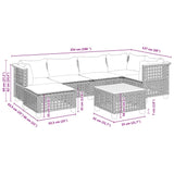7 Piece Garden Sofa Set with Cushions Grey Poly Rattan - Extra Image